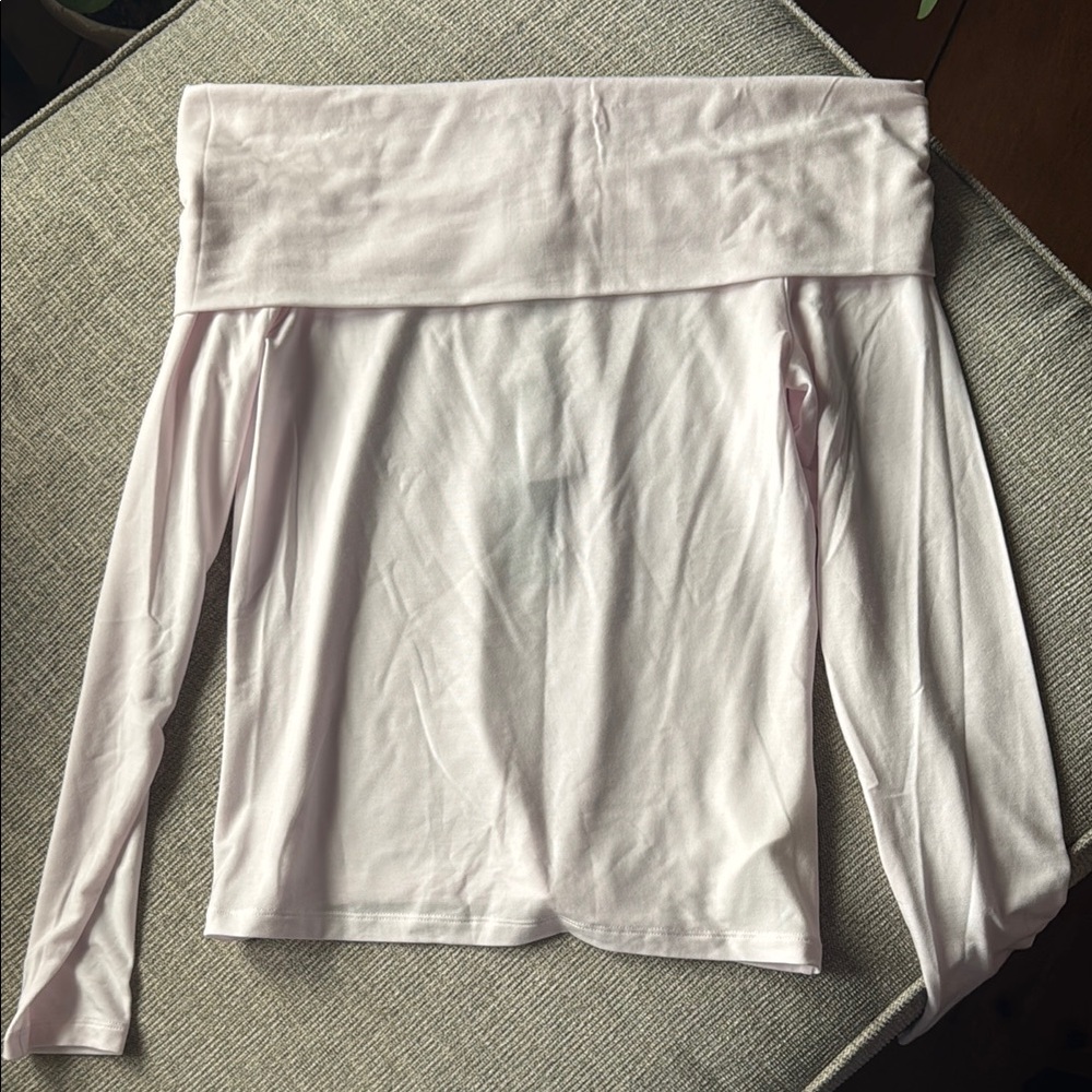 Off-Shoulder Light Pink Long Sleeve Top